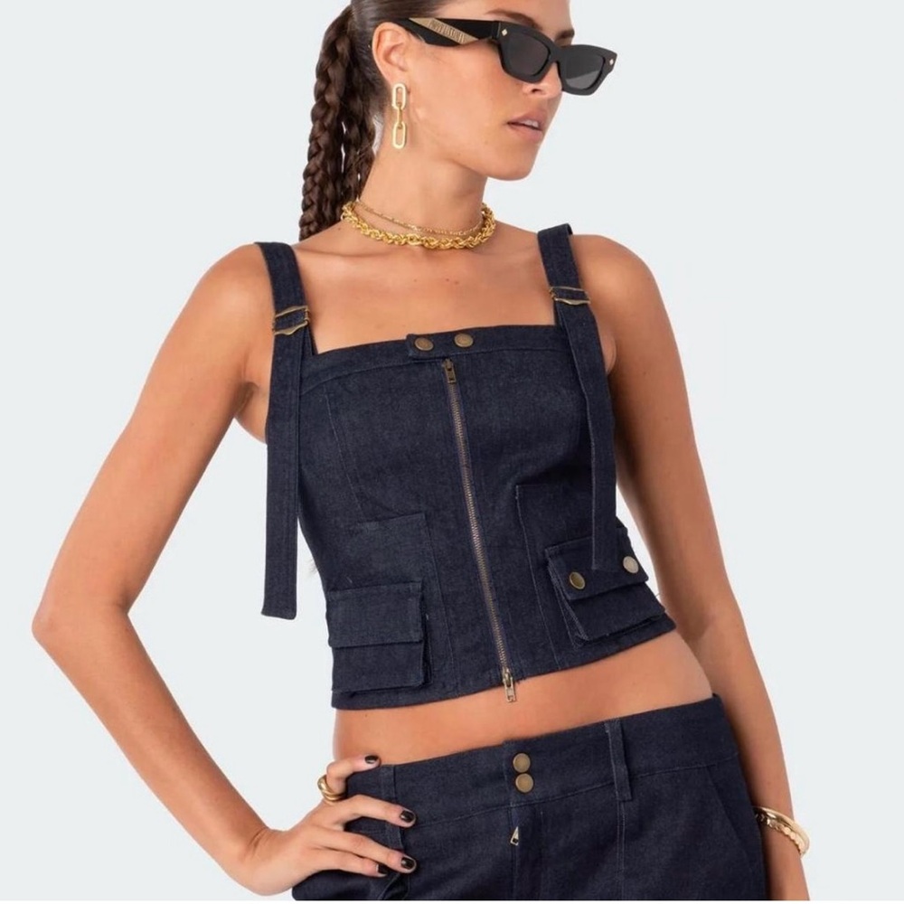 Edikted Mara Denim Crop Tank